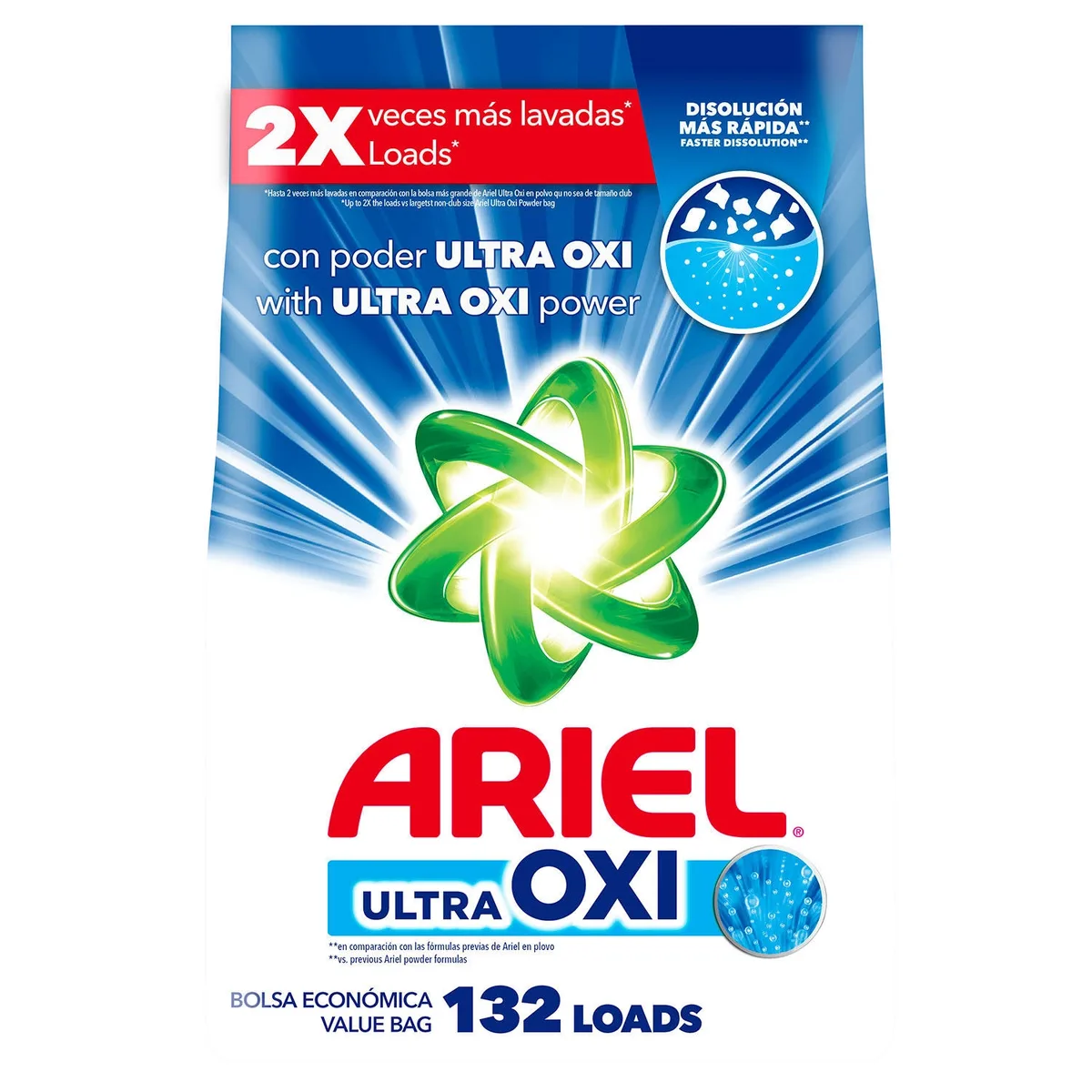 Ariel Ultra Oxi Powder Laundry Detergent, Original Scent, 132 Loads, 211 oz.