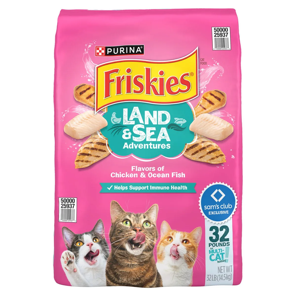 Friskies Land and; Sea Adventures, Chicken and Ocean Fish Flavor, Adult Dry Cat Food, 32 lbs.