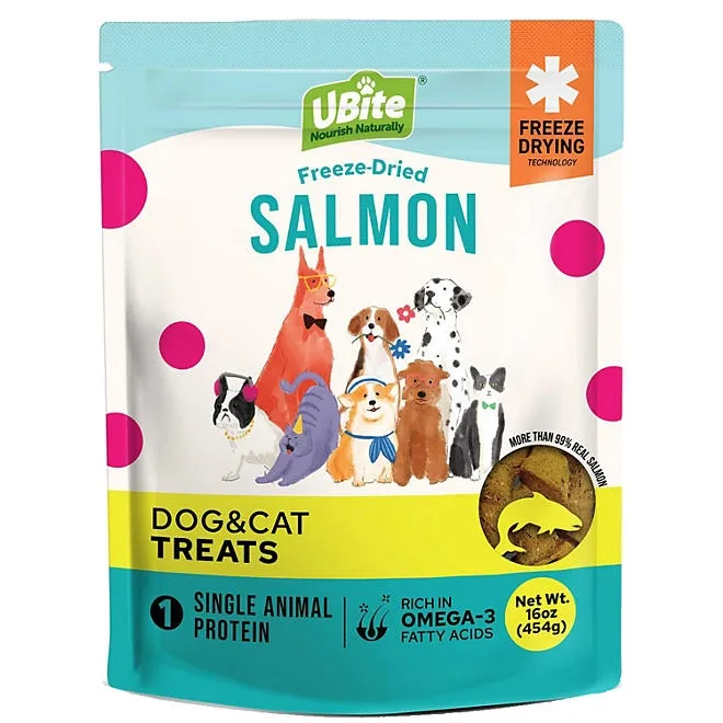 UBite Adult Dog and Cat Salmon Freeze Dried Treats, 16 oz. 2