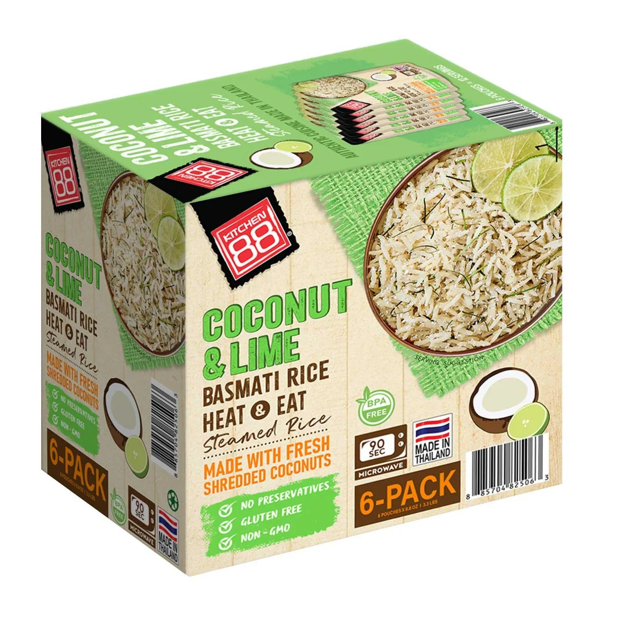 Kitchen 88 Coconut Lime Rice, 8.8 oz., 6 pk.