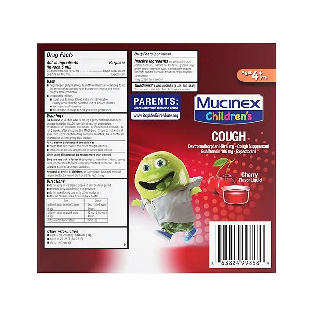 Mucinex Children's Liquid Cold & Cough Medicine, Cherry 4 fl. oz., 3 pk. 3