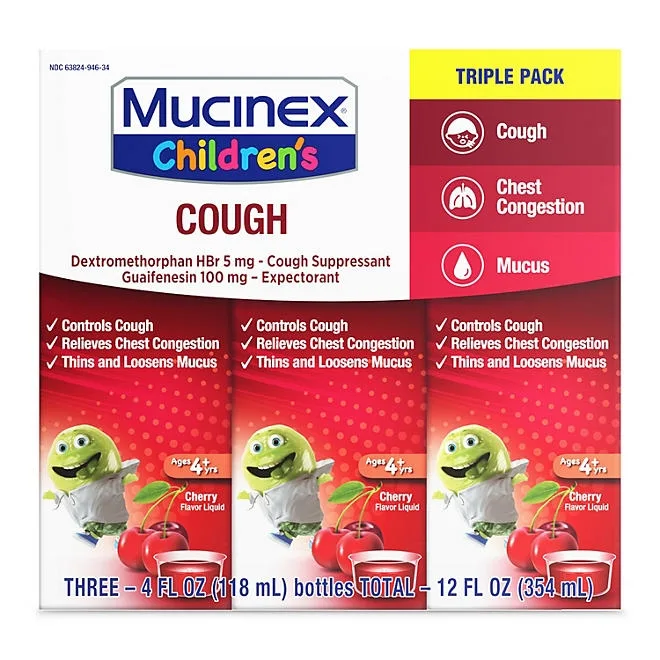 Mucinex Children's Liquid Cold & Cough Medicine, Cherry 4 fl. oz., 3 pk. 2