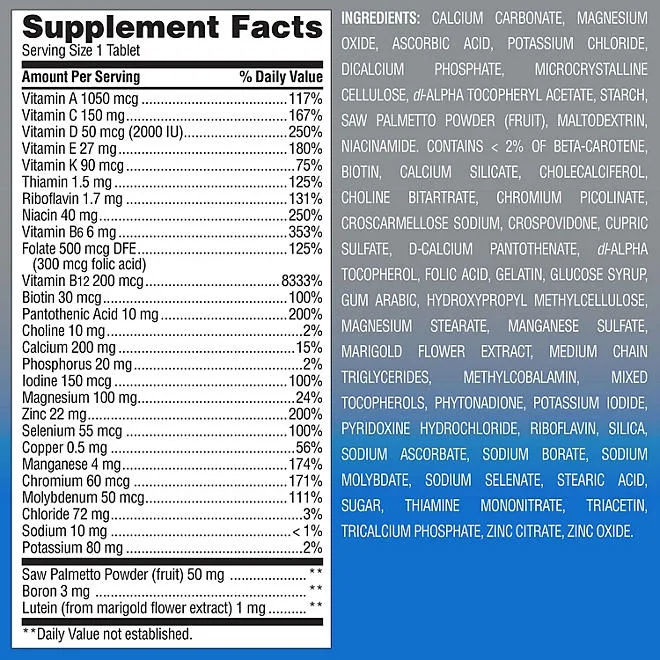 Member's Mark Advanced Men's 50+ Multivitamin Tablets, 275 ct. 3