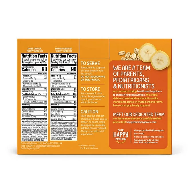 HappyTOT Organics Super Morning Pouch, Apple Cinnamon and Blueberry Banana Variety Pack, 12 ct., 4 oz. 3
