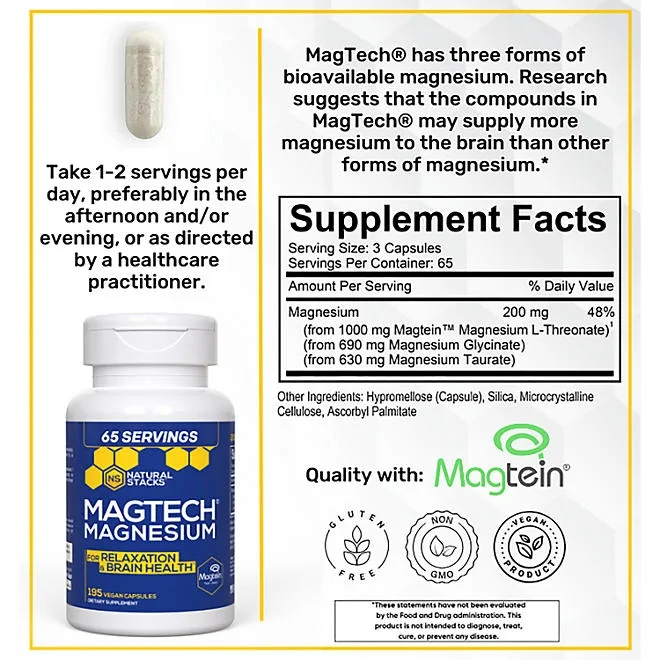 Natural Stacks MagTech Magnesium Capsules, 195 ct. 4