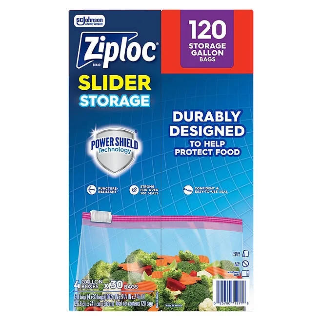 Ziploc Storage Slider Gallon Bags, 120 ct. 2