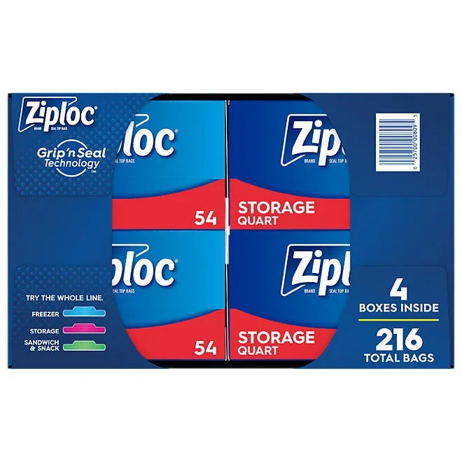 Ziploc Storage Quart Bags with New Stay Open Design, 216 ct. 3