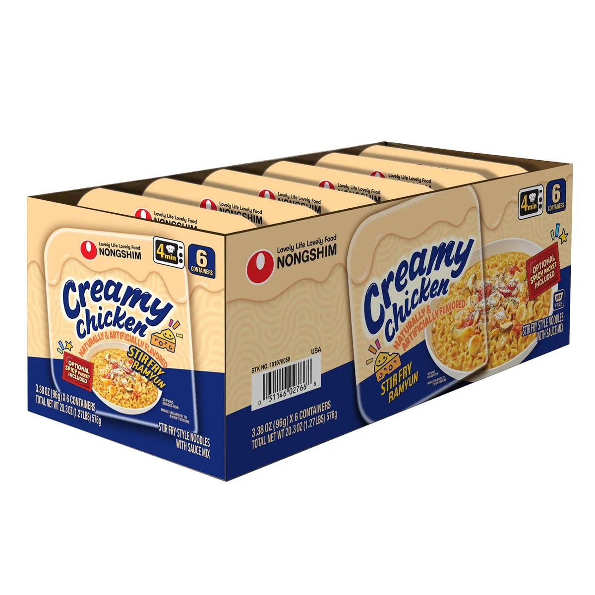 Nongshim Creamy Chicken Noodle Stir Fry, 3.73 oz., 6 pk.