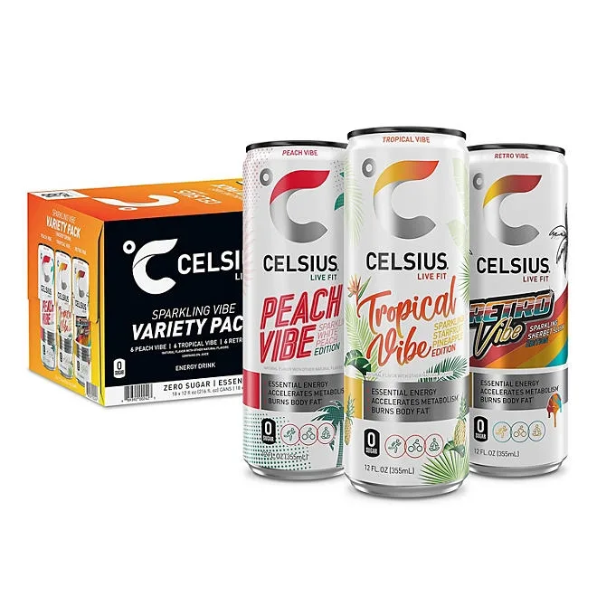 Celsius Live Fit Sparkling Vibe Variety Pack 12 fl. oz., 18 pk. 2