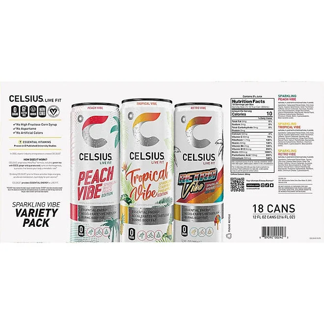 Celsius Live Fit Sparkling Vibe Variety Pack 12 fl. oz., 18 pk. 4