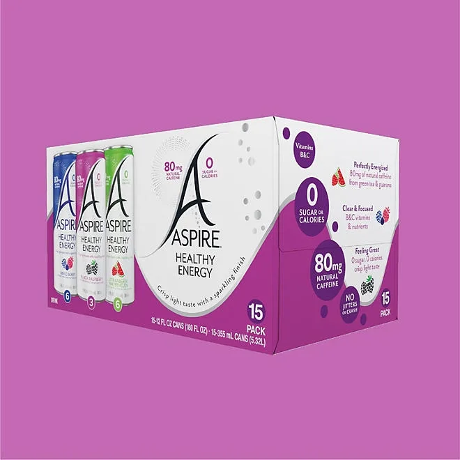 Aspire Healthy Energy Drinks Variety Pack, 12 fl. oz., 15 pk. 5