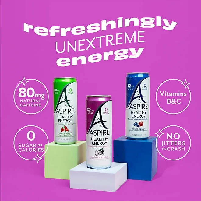 Aspire Healthy Energy Drinks Variety Pack, 12 fl. oz., 15 pk. 4