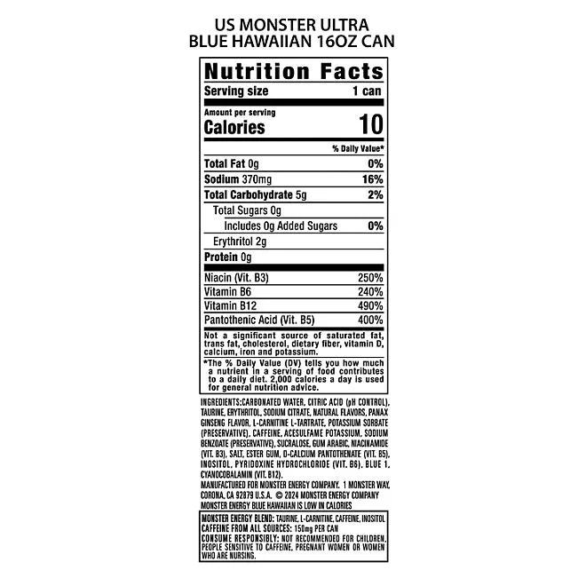 Monster Energy Ultra Blue Hawaiian, 16 fl. oz., 24 pk. 3
