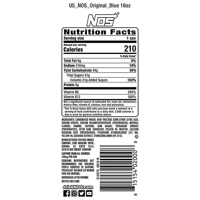 NOS High Performance Energy Drink, 16 fl. oz., 24 pk. 3