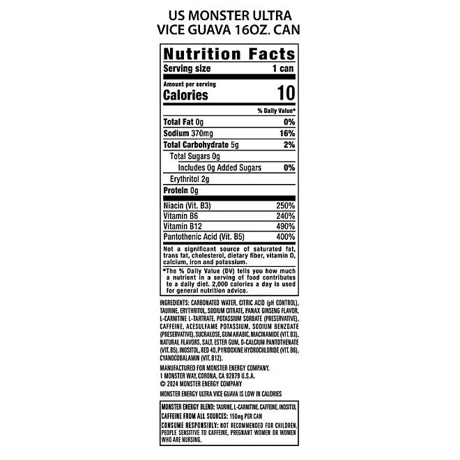 Monster Ultra Vice Guava, 16 fl. oz., 24 pk. 3