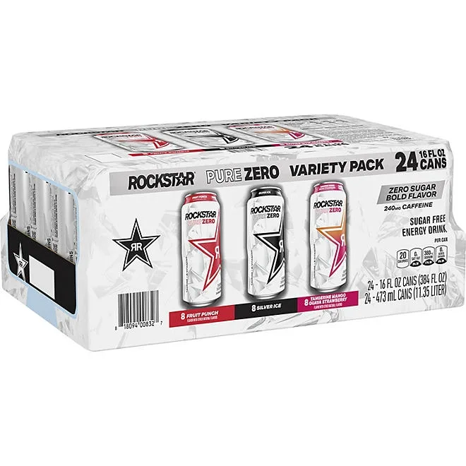 Rockstar Pure Zero Sugar Free Energy Drink Variety 16 fl. oz., 24 pk. 2