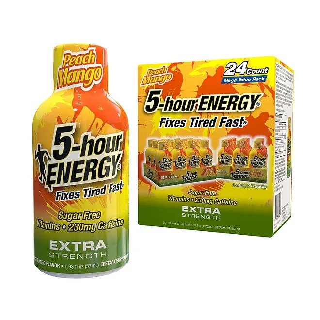 5-hour ENERGY Shot, Extra Strength, Peach Mango 1.93 oz., 24 pk. 2