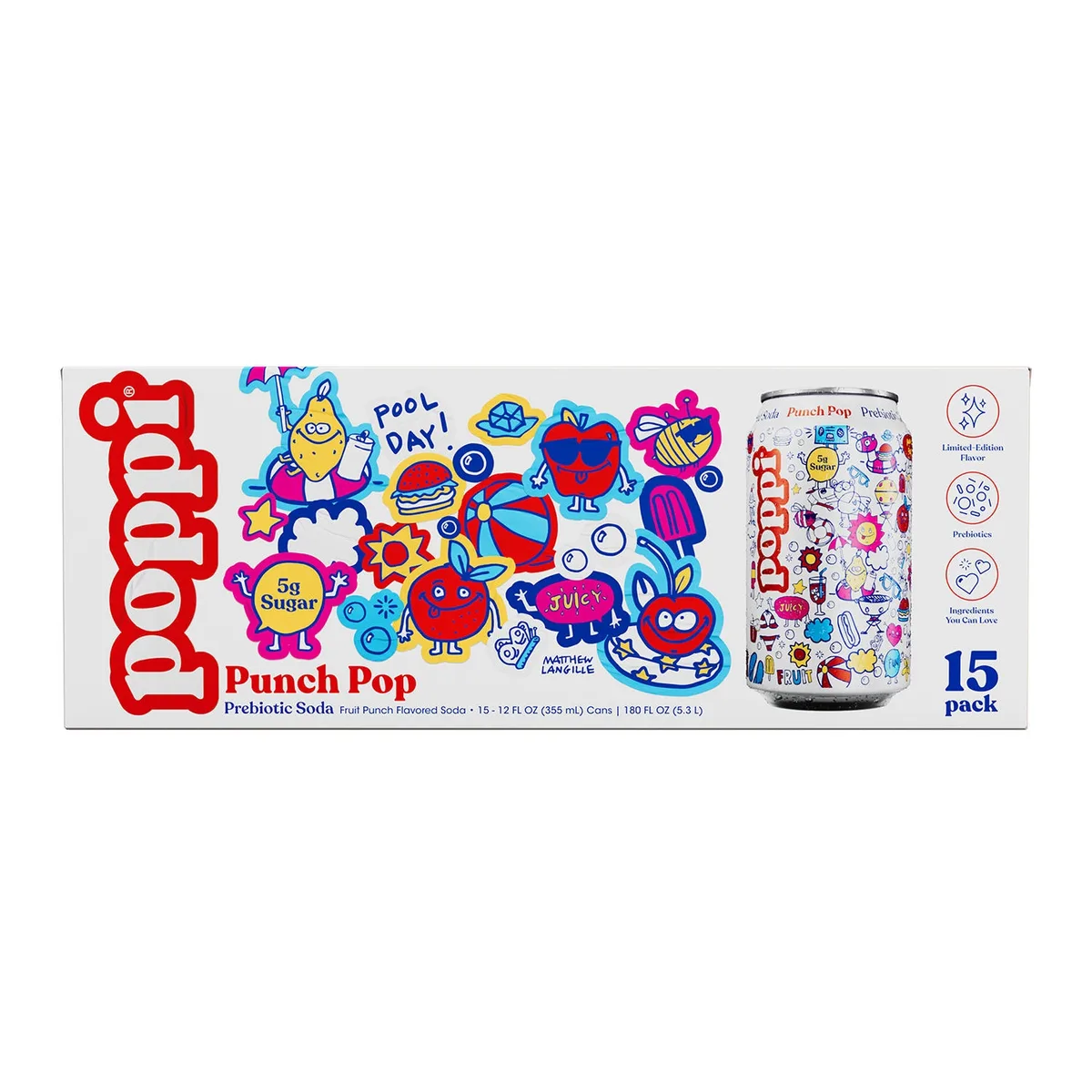 poppi Prebiotic Soda Punch Pop 12 fl. oz., 15 pk.