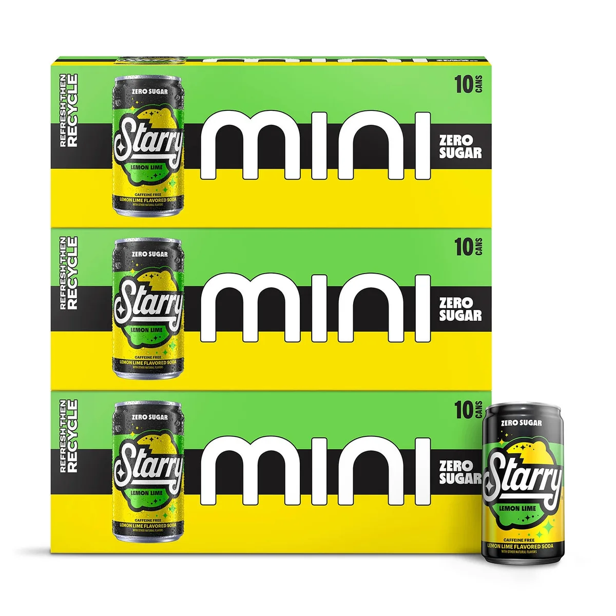 Starry Zero Sugar Lemon Lime Soda Mini Cans, 7.5 fl oz., 30 pk.