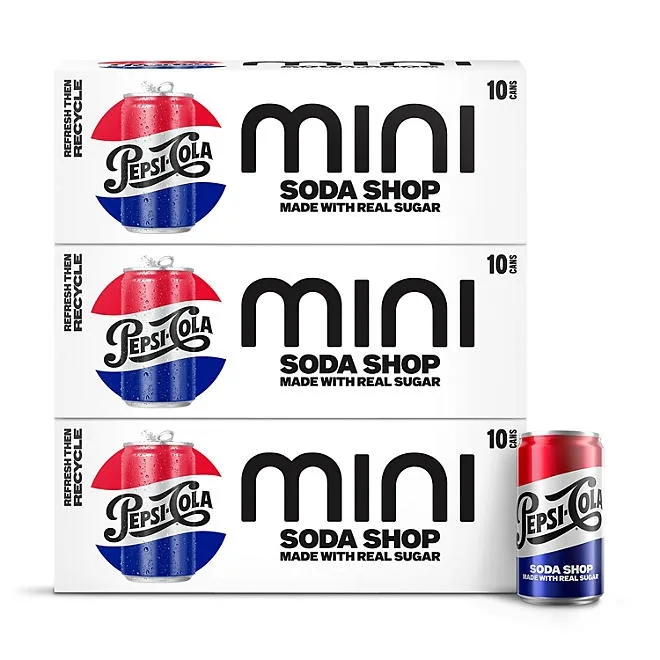 Pepsi Soda Shop Made With Real Sugar Mini Cans, 7.5 fl. oz., 30 pk. 2