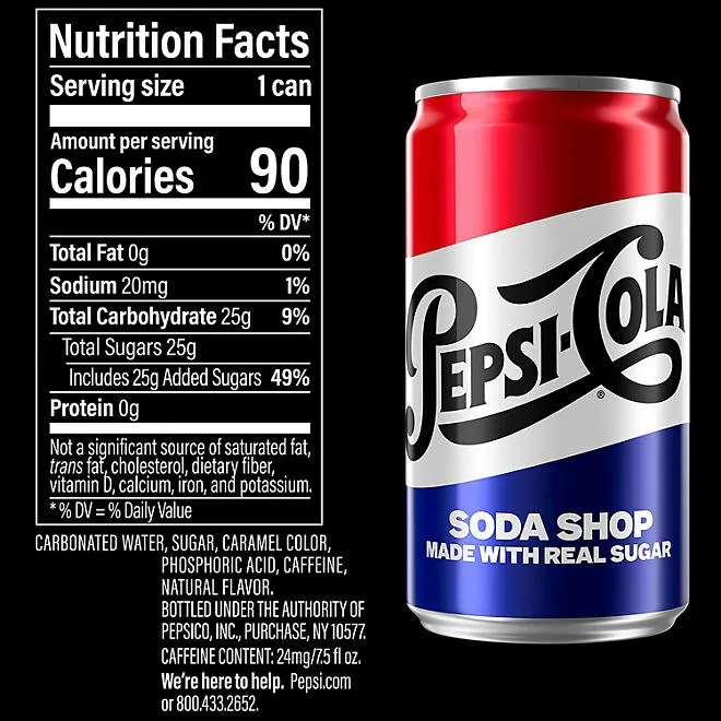 Pepsi Soda Shop Made With Real Sugar Mini Cans, 7.5 fl. oz., 30 pk. 3