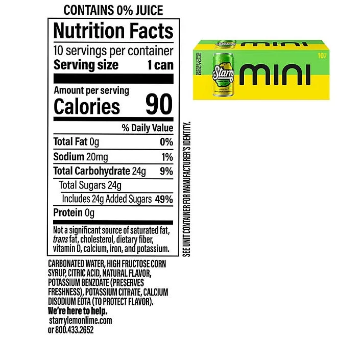 Starry Mini Cans Lemon Lime, 7.5 fl. oz., 30 pk. 3