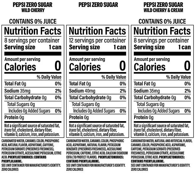 Pepsi Zero Sugar Soda Cola Variety Pack 12 fl. oz., 28 pk. 3