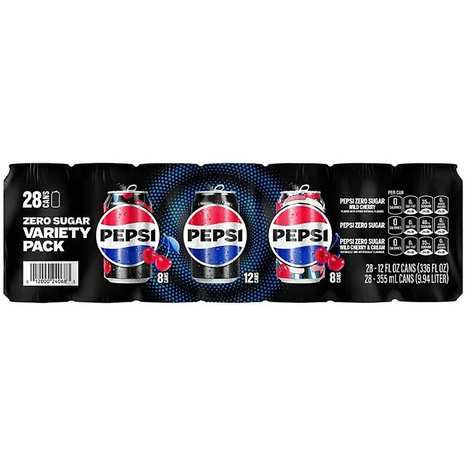 Pepsi Zero Sugar Soda Cola Variety Pack 12 fl. oz., 28 pk. 2