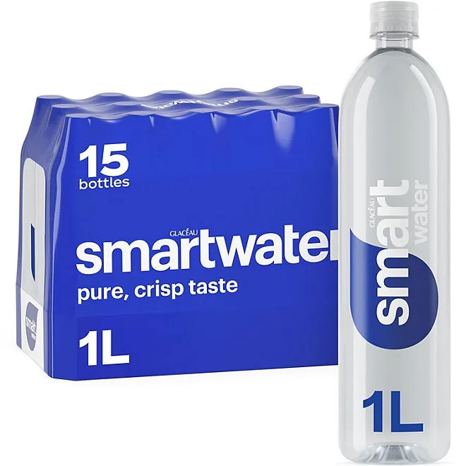SmartWater Vapor Distilled Premium Water Bottles, 1 L., 15 pk. 2