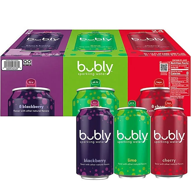 bubly Sparkling Water Variety Pack, 12 fl. oz., 24 pk. 2