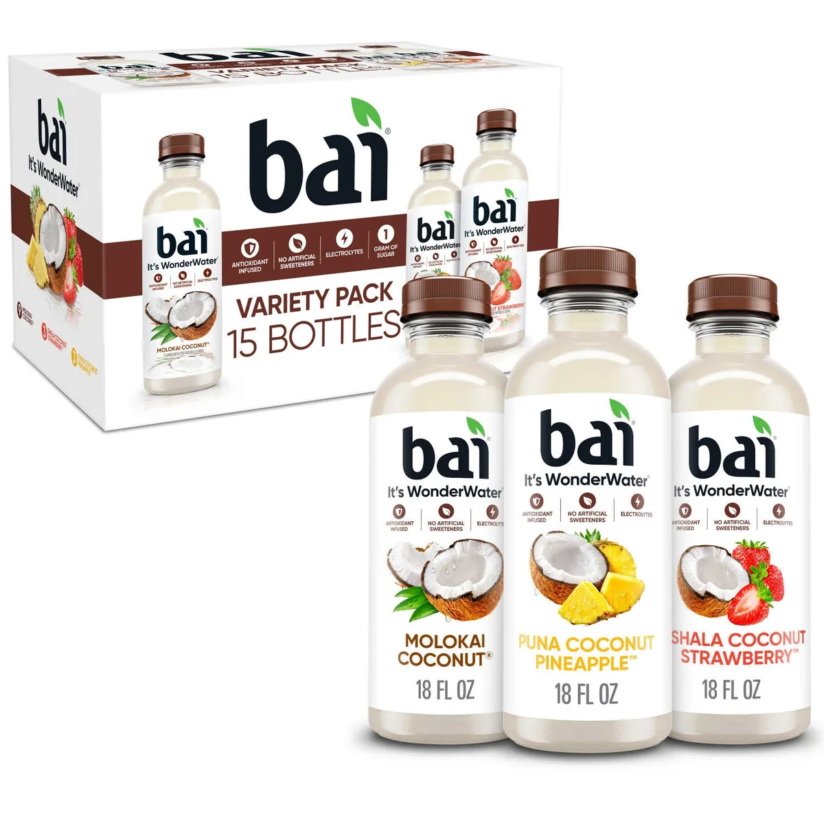 Bai Cocofusions Flavored Water Variety Pack 18 fl. oz., 15 pk.