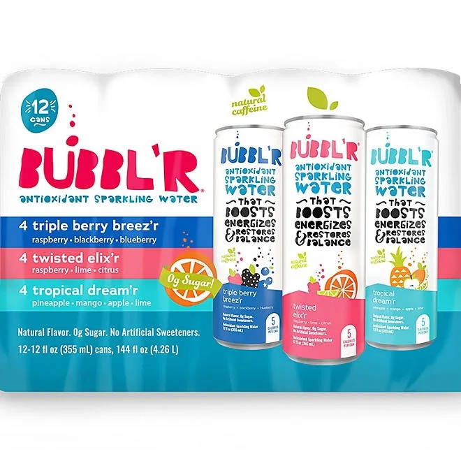 BUBBL'R Sparkling Water Variety Pack, 12 fl. oz., 12 pk. 2