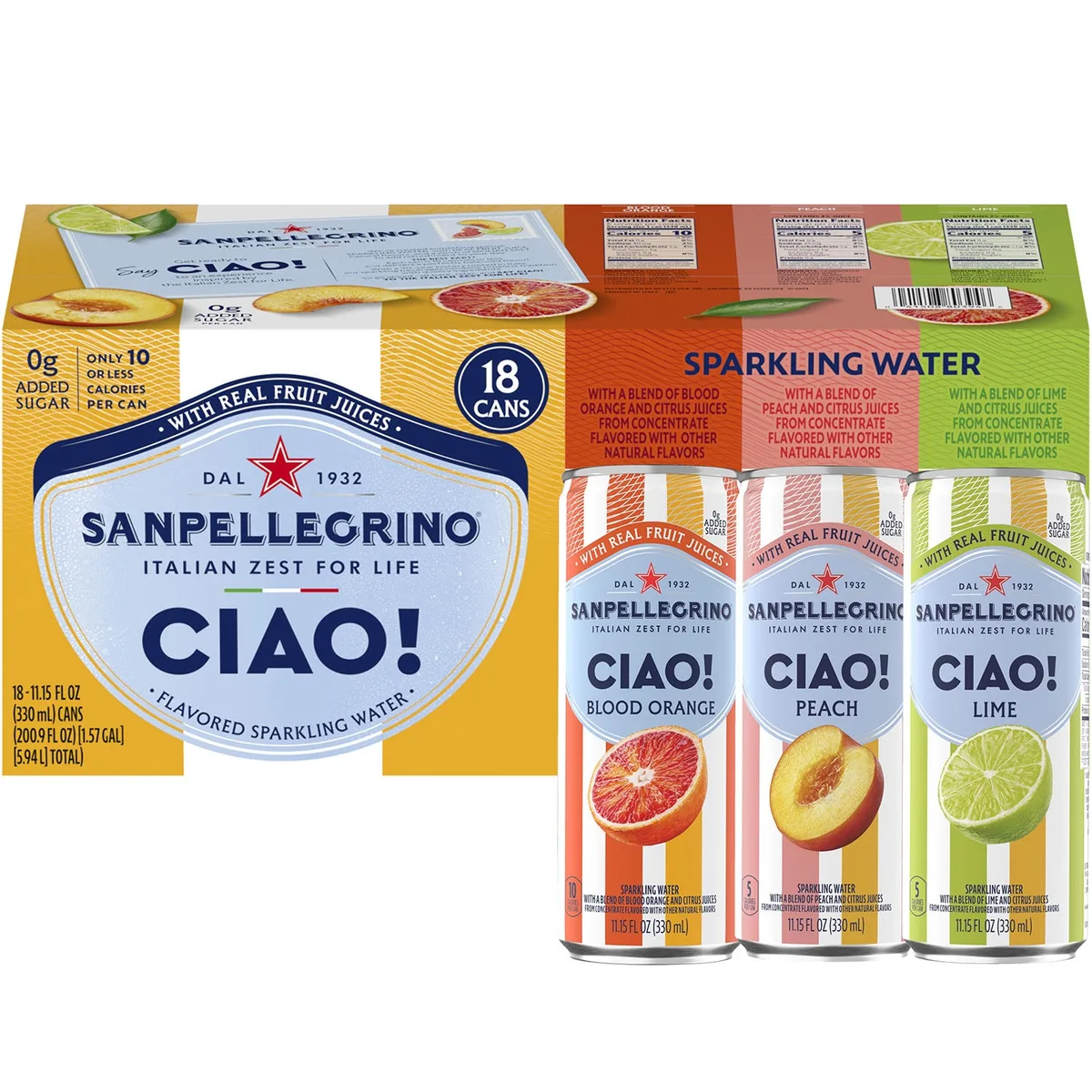 SanPellegrino CIAO! Rainbow Cans 11.15 fl. oz., 18 pk.