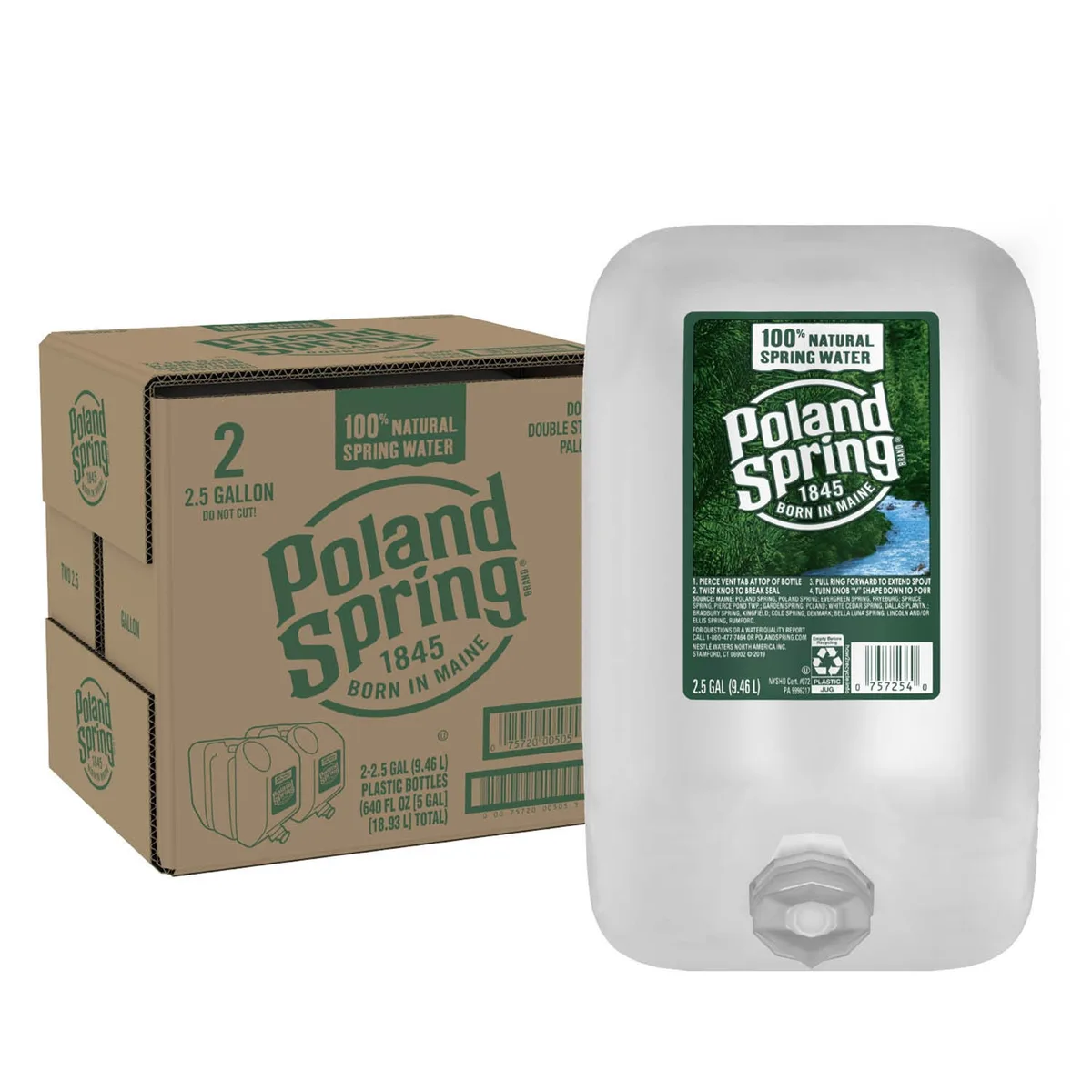 Poland Spring 100% Natural Spring Water, 2.5 gal., 2 pk.